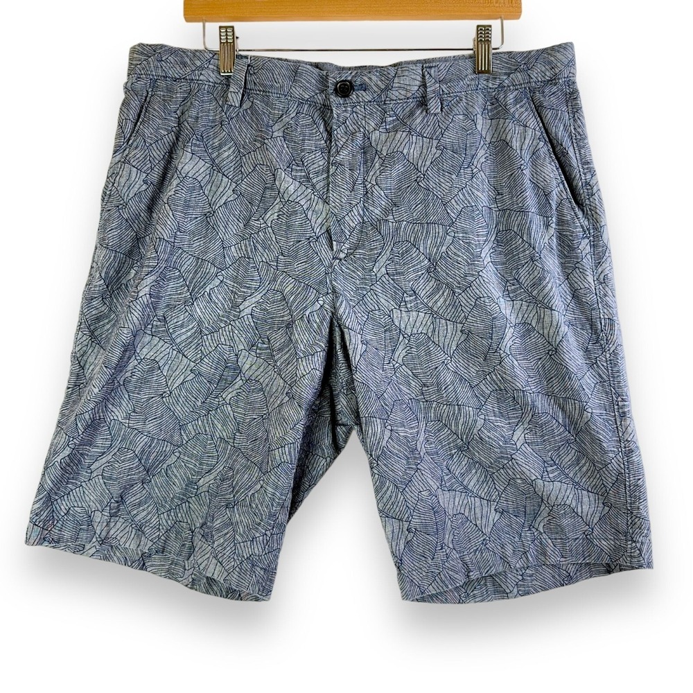 Banana Republic Mens‎ Emerson Shorts 35 Blue Leaf Print Travel Spring Break